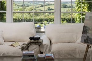 Country view and sofas at the Artists Retreat